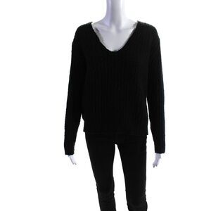 Parrish Womens Black Wool Scoop Neck Long Sleeve Pullover Sweater Top Size M